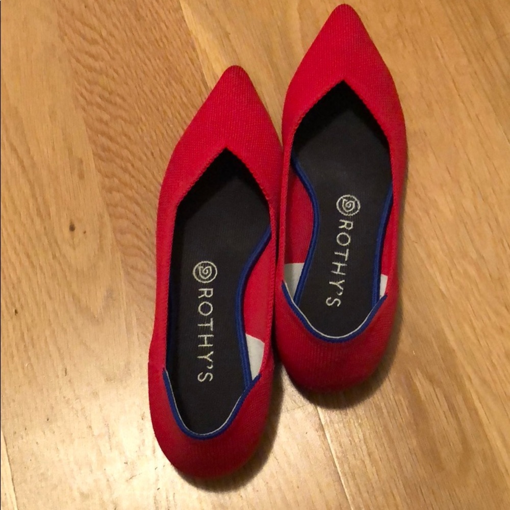 Rothy’s Red pointed toe flats